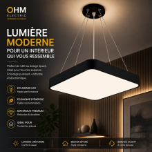 Plafonnier LED Carré Design Noir – Éclairage Moderne