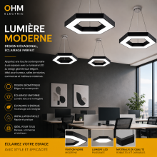 Suspension LED Hexagonale Design Noir – Luminaire Moderne