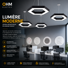 Suspension LED Hexagonale Design Noir – Luminaire Moderne