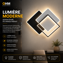 Plafonnier LED Carré Design Noir & Blanc – Luminaire Moderne