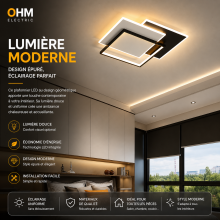 Plafonnier LED Carré Design Noir & Blanc – Luminaire Moderne