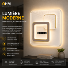 Applique Murale LED Carrée Design Blanc & Doré – Luminaire Moderne