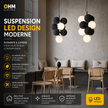 Suspension LED Design Sphères Noir & Blanc – Luminaire Moderne